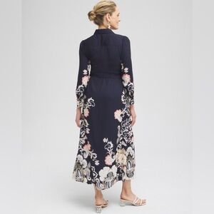 Chico’s Navy Floral Maxi Shirt Dress Size 3 (16/XL)